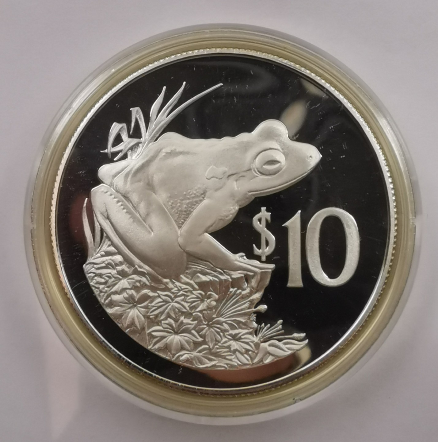 乐游外币首场自动拍卖—各国动物及世界杯足球币 1986斐济10元精制银币WWF