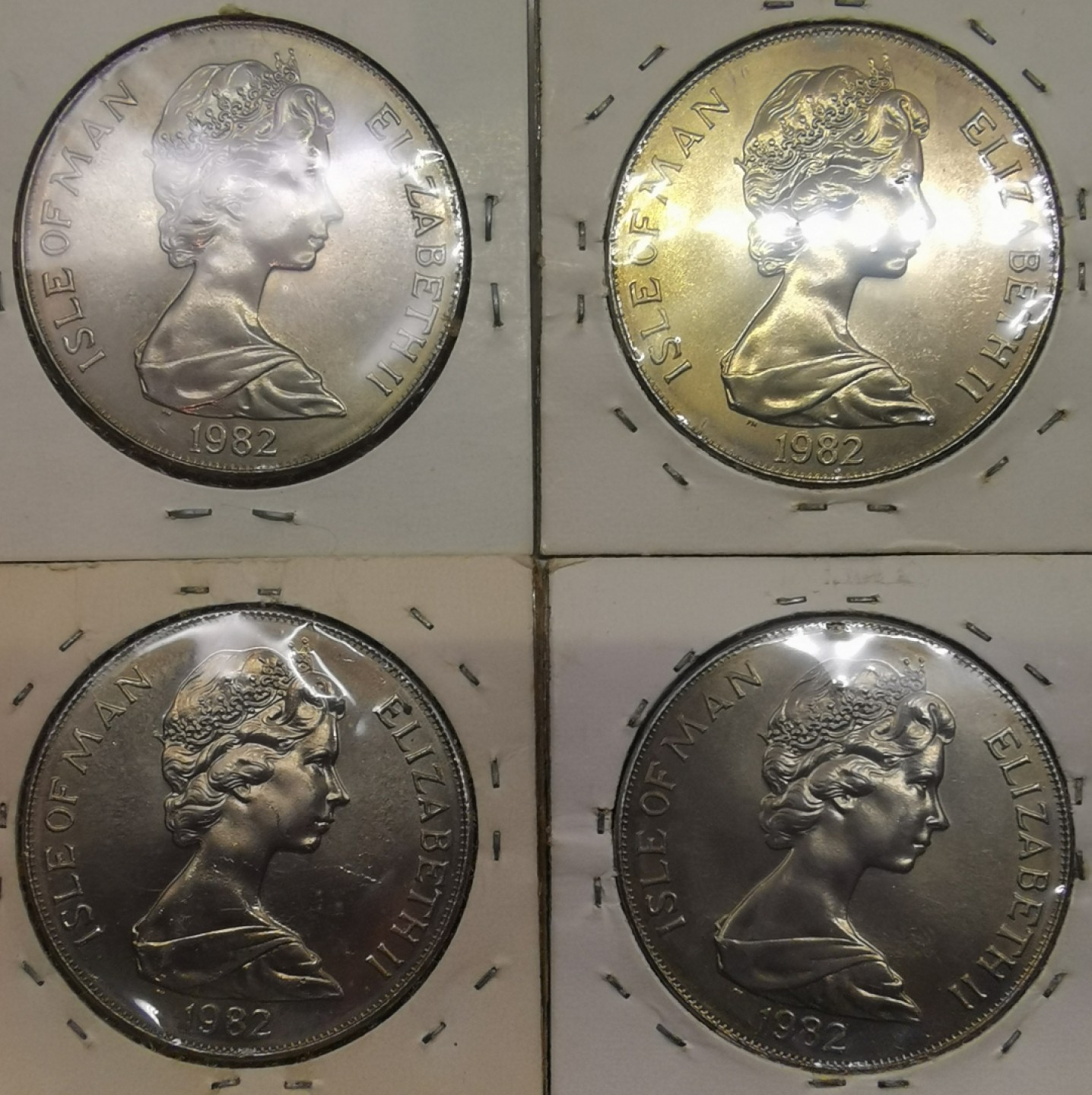 乐游外币首场自动拍卖—各国动物及世界杯足球币 1982马恩岛1克朗镍币四枚世界币足球赛
