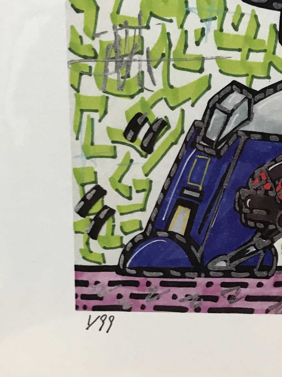 零元拍：歪歪亲笔签名 OWSON系列限量插画复制画《声波》，尺寸约22/22厘米，拍品不含镜框