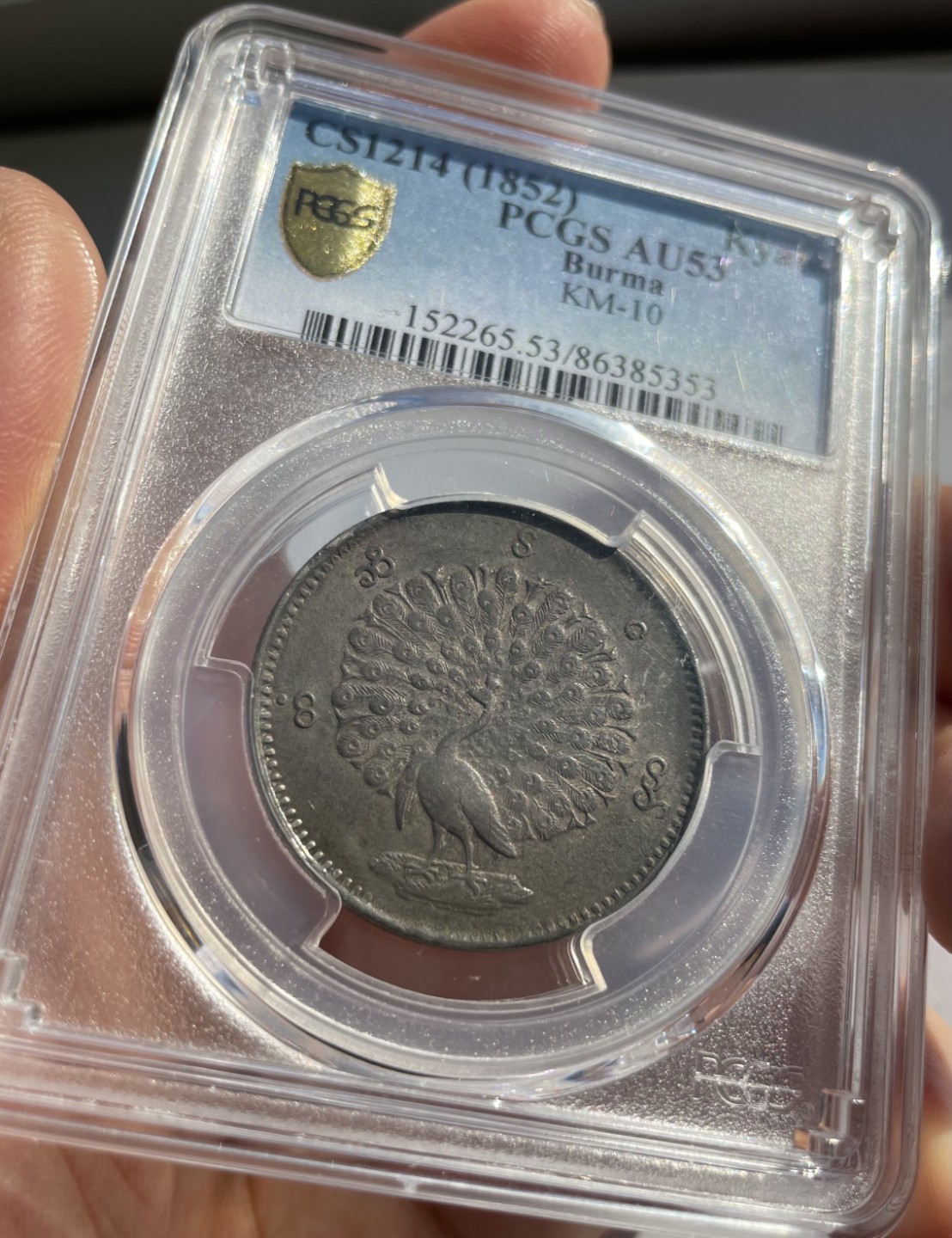 Hunter Family Auction 猎人拍卖第1期 PCGS AU53 缅甸 1852年 孔雀 1缅元浓郁老包浆