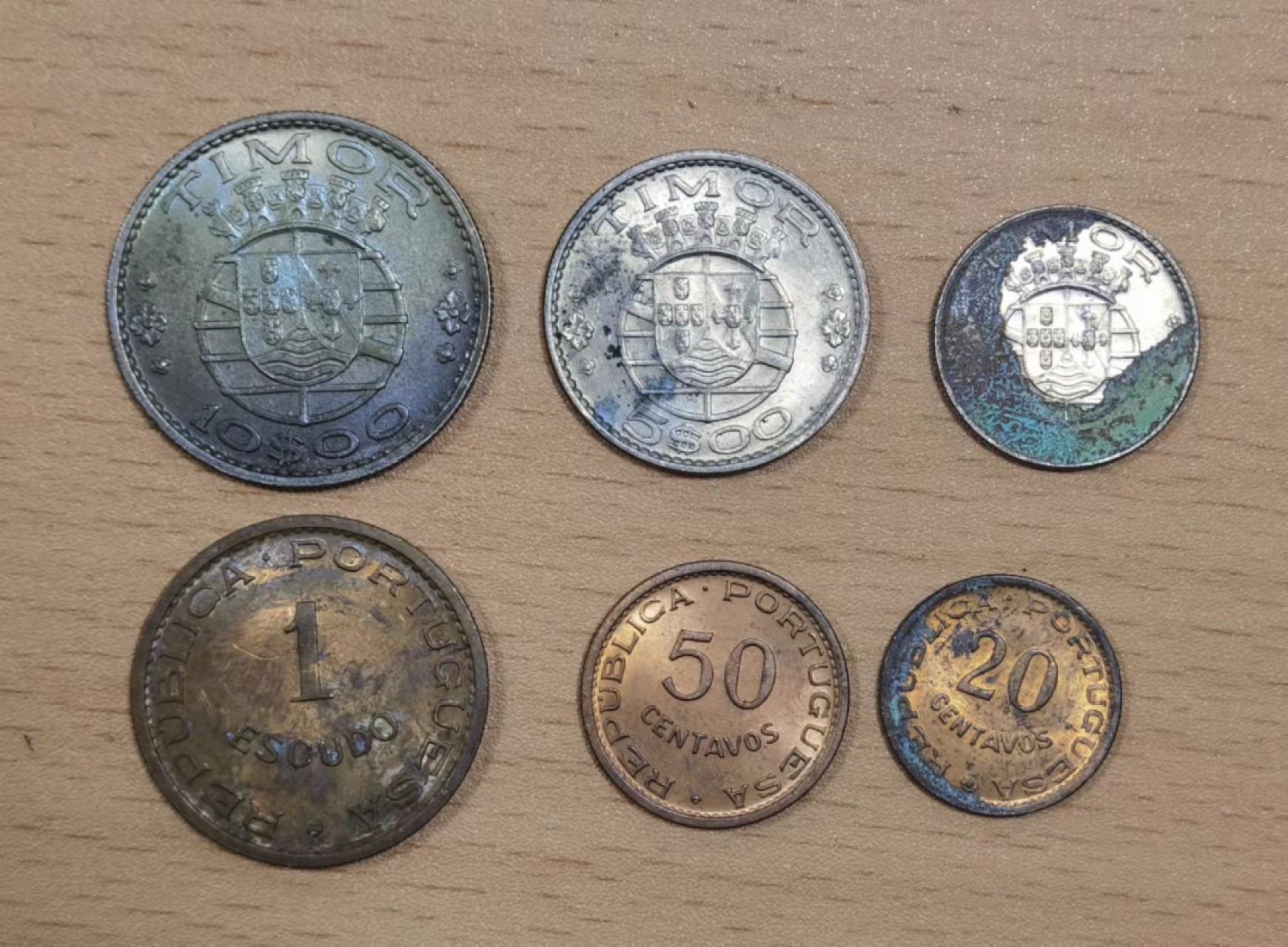 北京马甸外币专卖微拍第七十一期，非贵金属外国纪念币，流通币专场，陆续上新欢迎光临 1970年版葡属东帝汶6枚