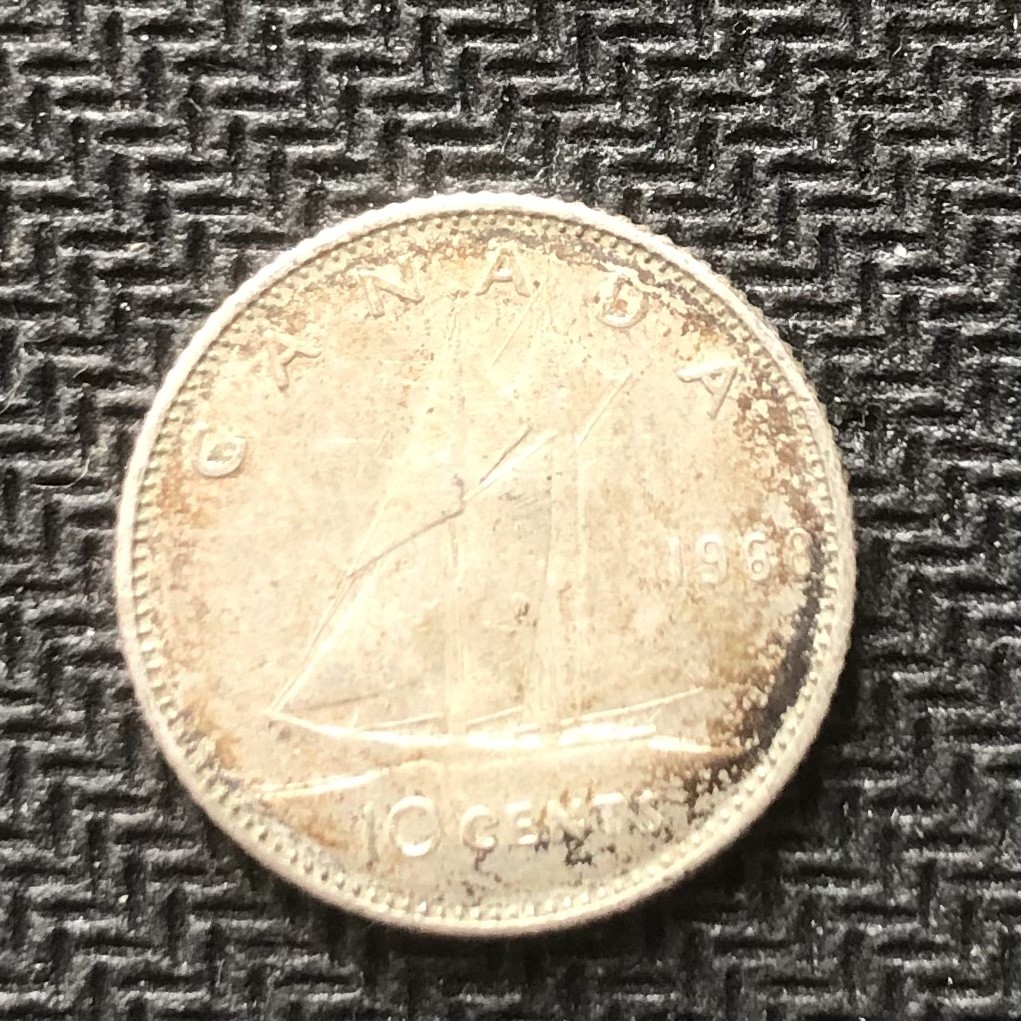 【保诚微拍】【全场包邮】第22期 $ 银币专场 $ Silver Coins  加拿大  伊丽莎白二世 1966年 10分 帆船 银币 （ 2.33克 0.8银）