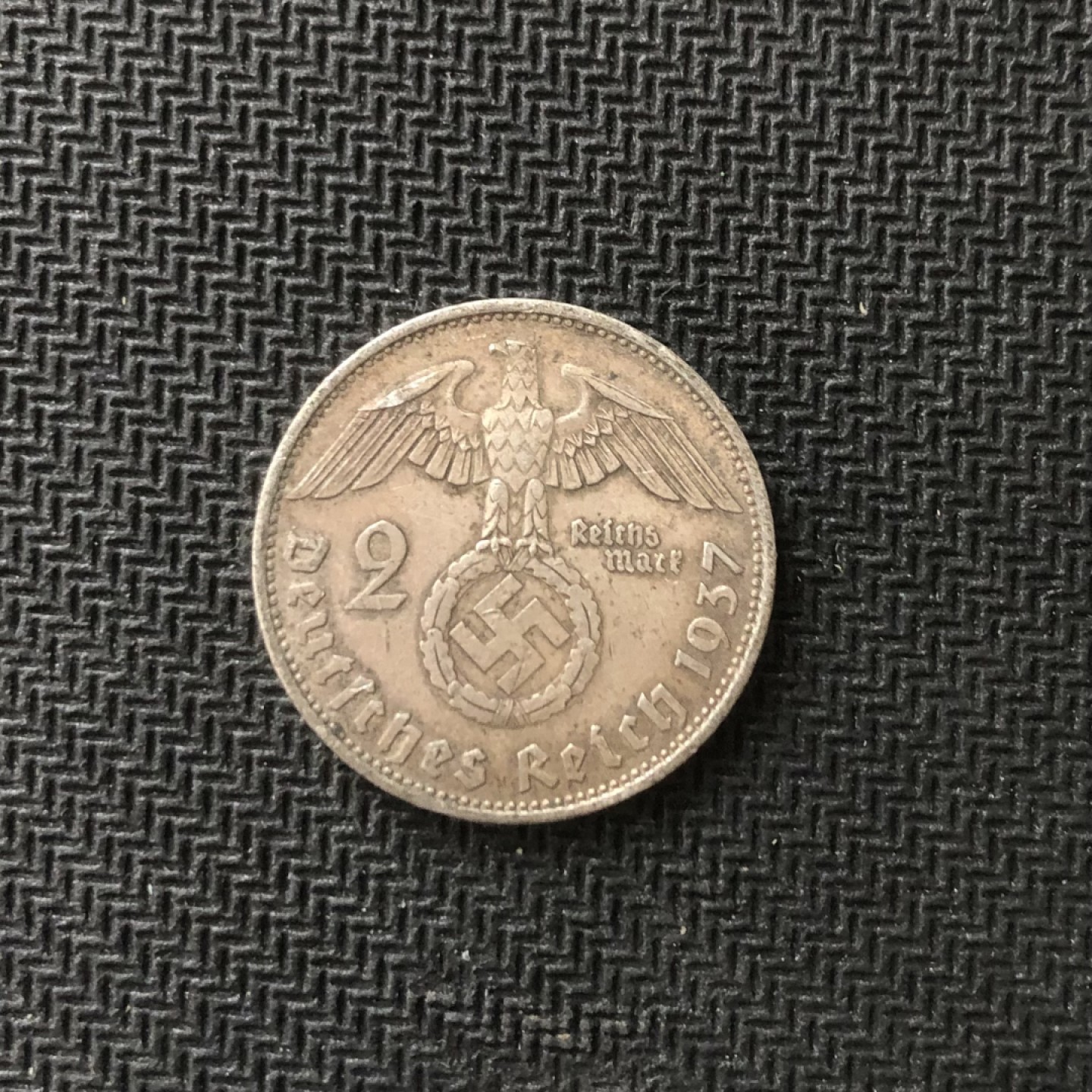 【保诚微拍】【全场包邮】第22期 $ 银币专场 $ Silver Coins  德国 1937年A版 二战 2马克 银币（鹰徽）（8克 0.625银）黑色包浆！好品！