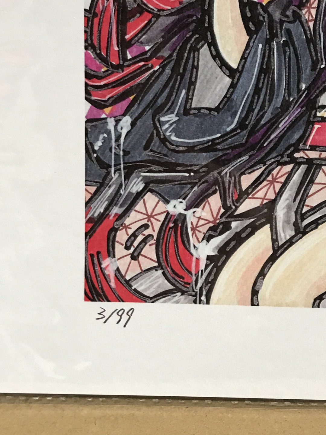 零元拍：歪歪亲笔签名 OWSON系列限量插画复制画《弥豆子》，尺寸约22/22厘米，拍品不含镜框