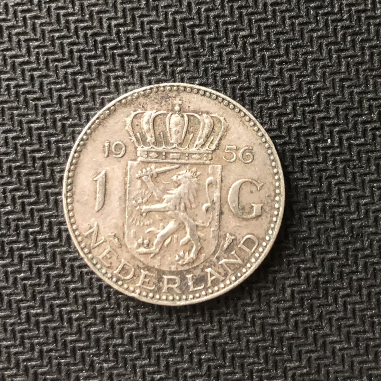 【保诚微拍】【全场包邮】第22期 $ 银币专场 $ Silver Coins  荷兰 朱莉安娜女王1956年 1盾 硬币 银币（6.5克，0.72银）