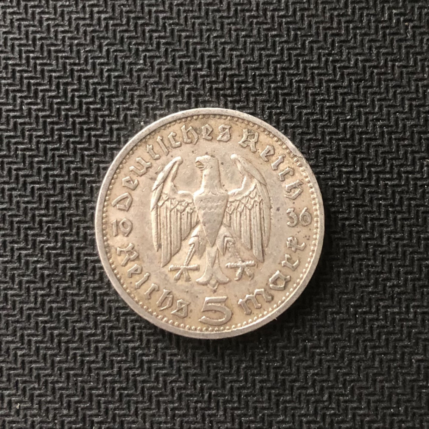 【保诚微拍】【全场包邮】第22期 $ 银币专场 $ Silver Coins  德国 1936年D版  二战 5马克 银币（普通鹰徽）（13.88克 0.9银）