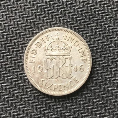 【保诚微拍】【全场包邮】第22期 $ 银币专场 $ Silver Coins  - 澳大利亚 乔治六世 1946年  六便士 银币 （ 2.8克 0.5银）好品！！