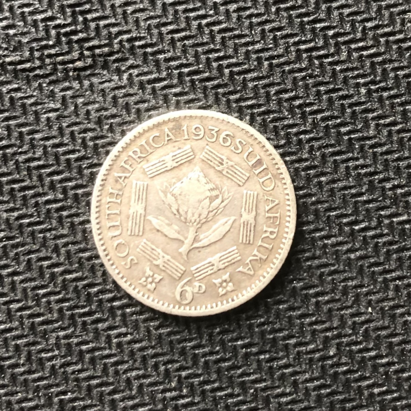 【保诚微拍】【全场包邮】第22期 $ 银币专场 $ Silver Coins  南非 乔治五世 1936年 六便士 硬币 银币 （2.8克 0.925银）