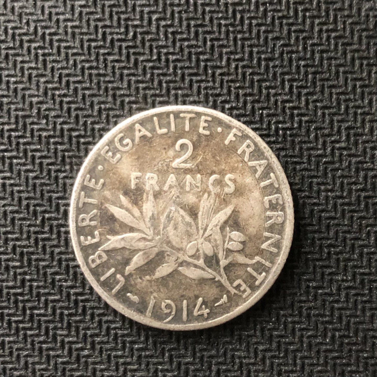 【保诚微拍】【全场包邮】第22期 $ 银币专场 $ Silver Coins  法国  1914年 播种女神 2法郎 硬币 银币（10克，0.835银）XF好品！！