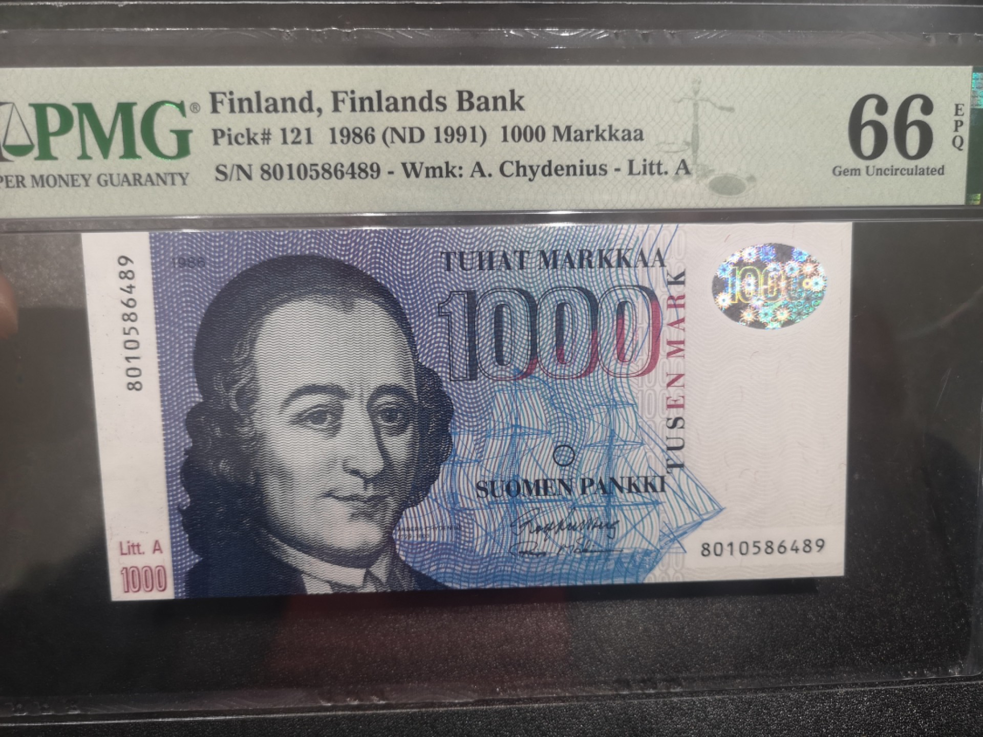 《外钞收藏家》第一百七十二期拍卖 1986年芬兰1000克朗 PMG66