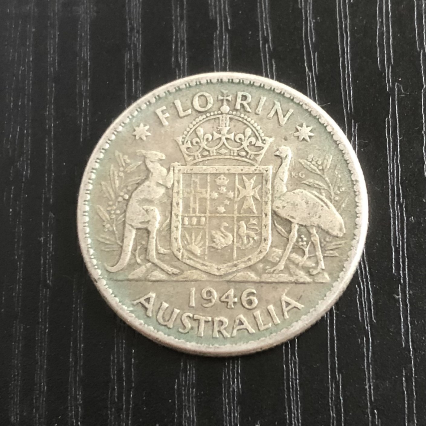 【保诚微拍】【全场包邮】第22期 $ 银币专场 $ Silver Coins  澳大利亚 乔治六世 1946年 弗洛林（2先令）银币 （ 11.2克 0.5银，28mm ）