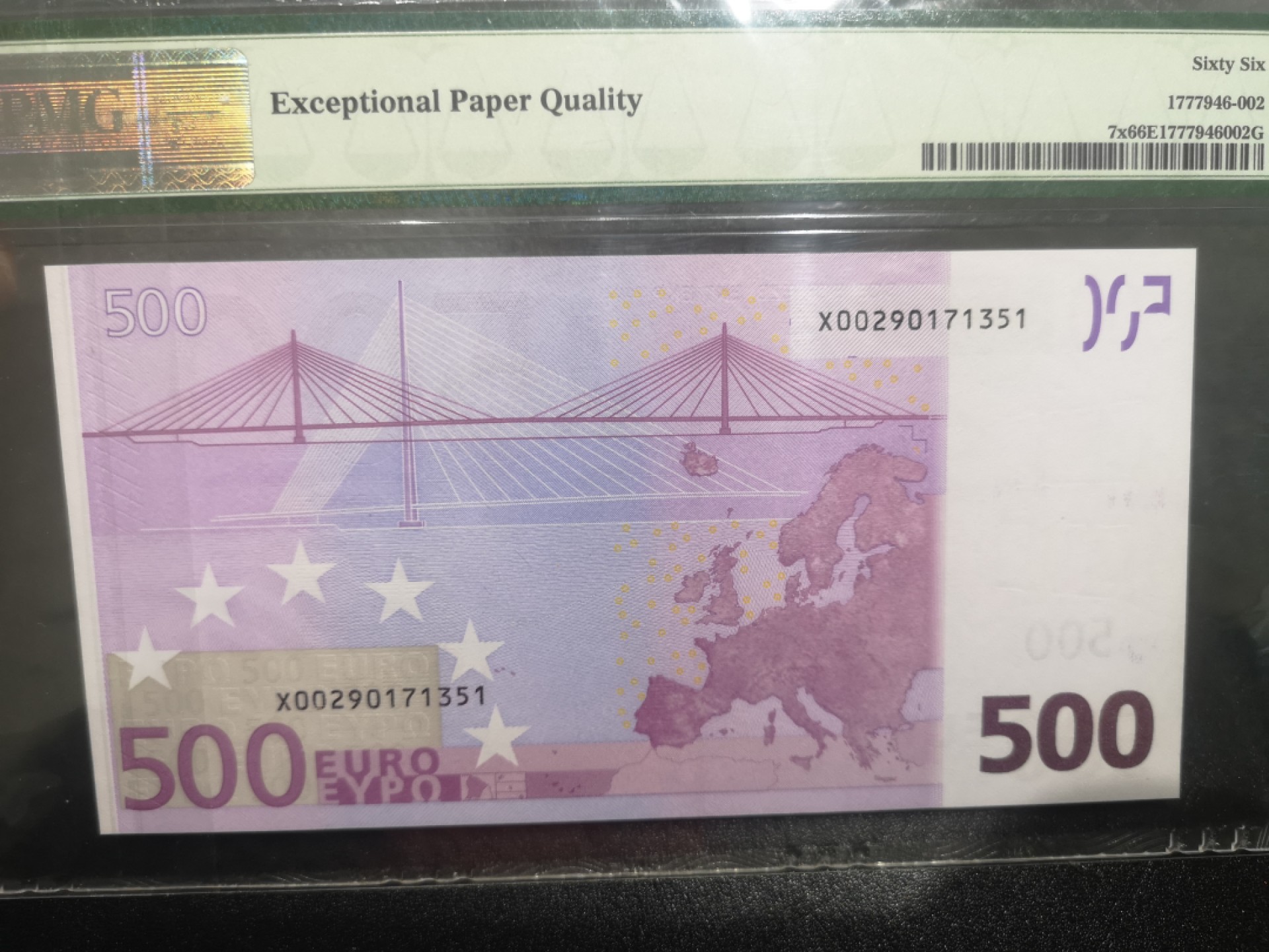 《外钞收藏家》第一百七十二期拍卖 2002年500欧元 PMG66 一签 德国版