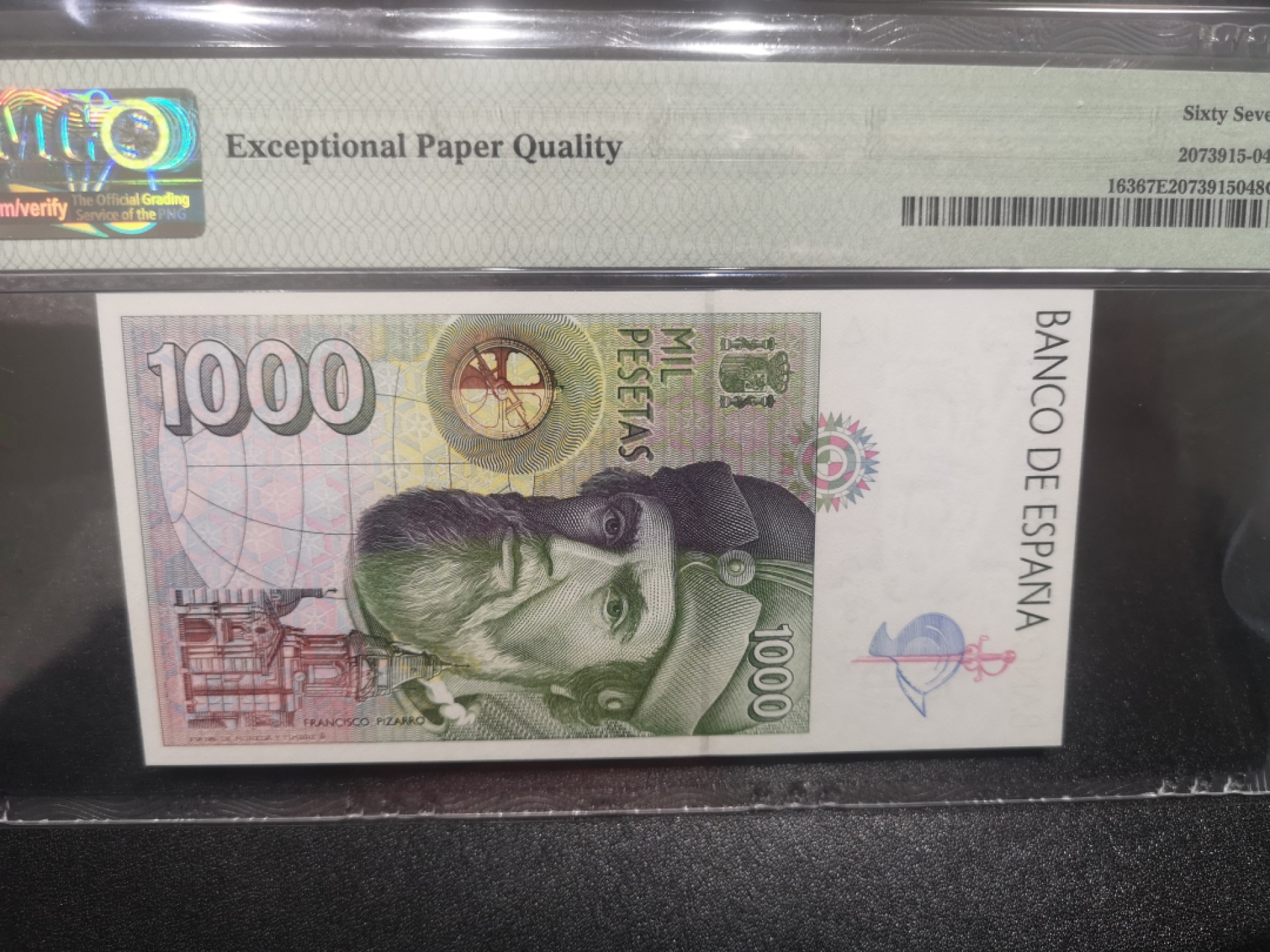 《外钞收藏家》第一百七十二期拍卖 1992年西班牙1000比塞塔 PMG67