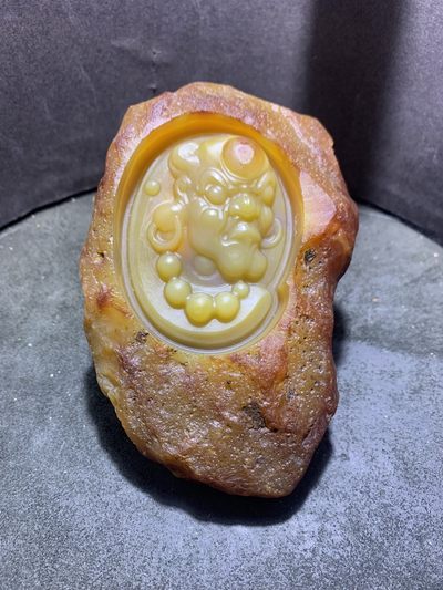 精美天然原皮玛瑙原石雕刻达摩祖师摆件，把件一个， - 精美天然原皮玛瑙原石雕刻达摩祖师摆件，把件一个，