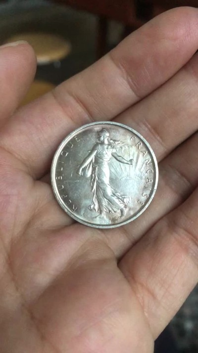 【保诚微拍】【全场包邮】第22期 $ 银币专场 $ Silver Coins  法国  1964年 播种女神 5法郎 硬币 银币（12克，0.835银，29mm）UNC！！淡淡自然黑色包浆！！！