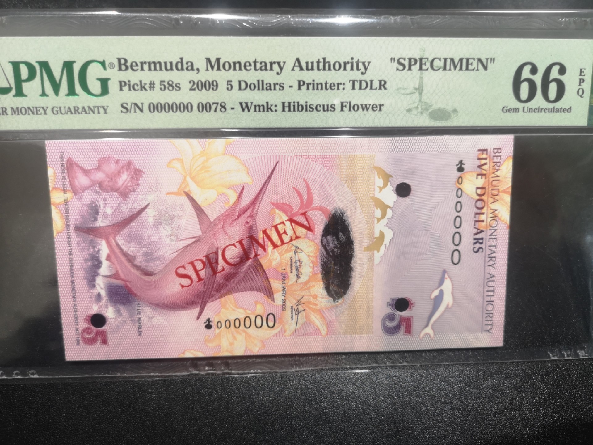《外钞收藏家》第一百七十二期拍卖 2009年百慕大5刀 PMG66 样钞