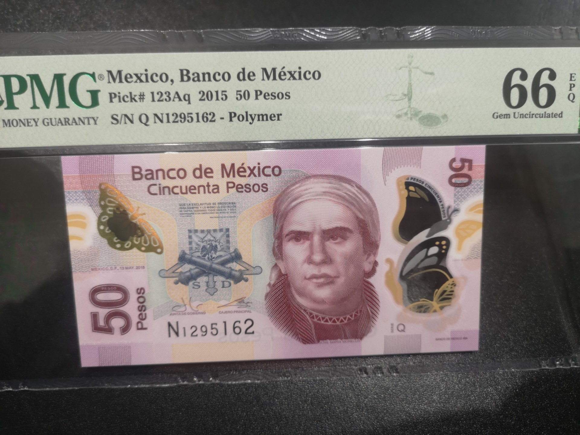 《外钞收藏家》第一百七十二期拍卖 2015年墨西哥50比索 PMG66 无47