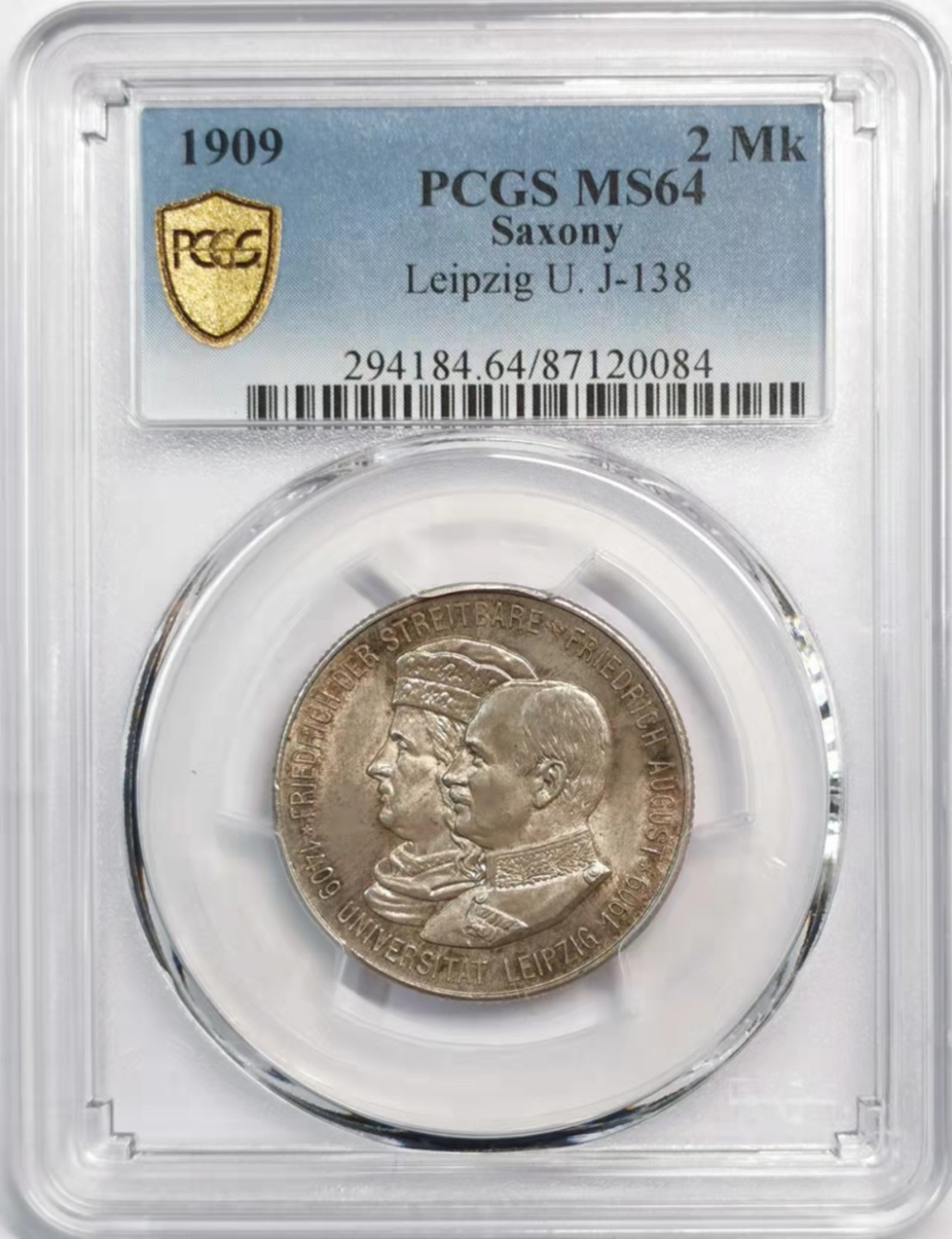 凡希社世界钱币微拍第一百九十三期 1909莱比锡大学纪念2马克PCGS-MS64