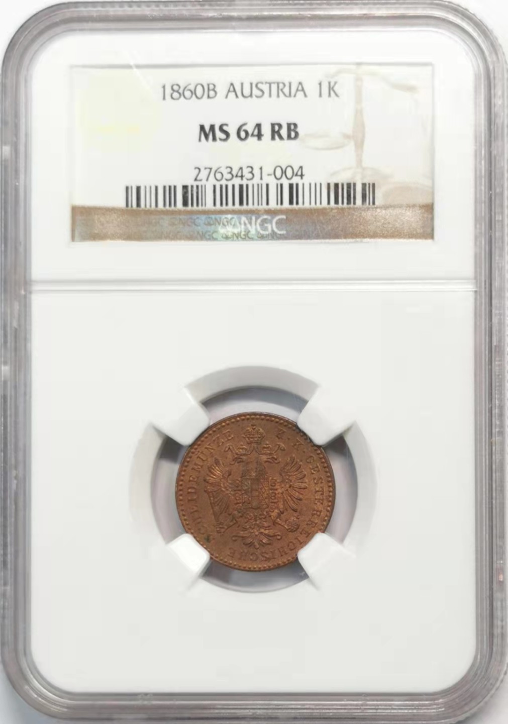 凡希社世界钱币微拍第一百九十三期 1860B奥地利1K铜币NGC-MS64