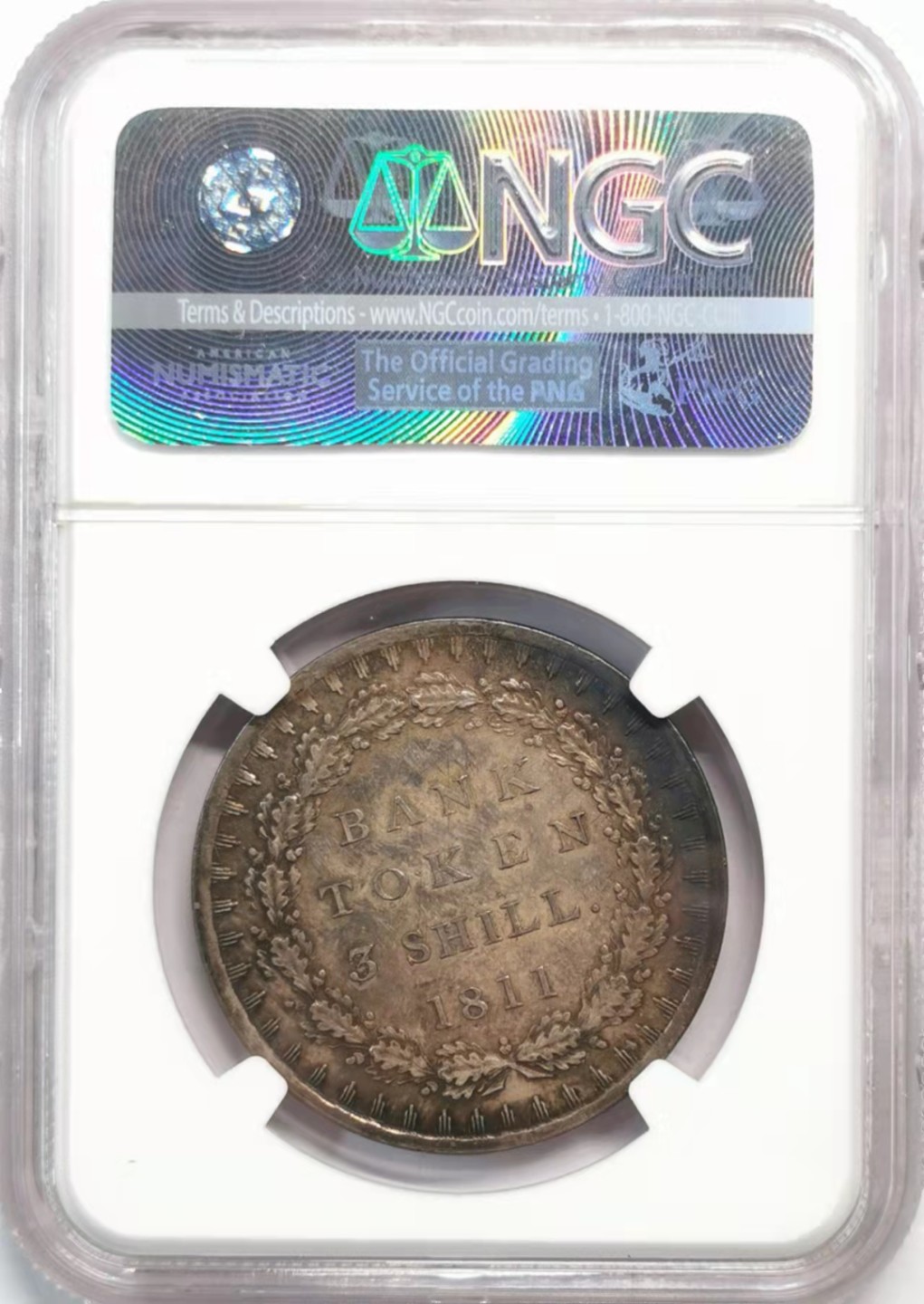 凡希社世界钱币微拍第一百九十三期 稀！1811英格兰银行乔三3先令精铸NGC-PF63焦糖色包浆！