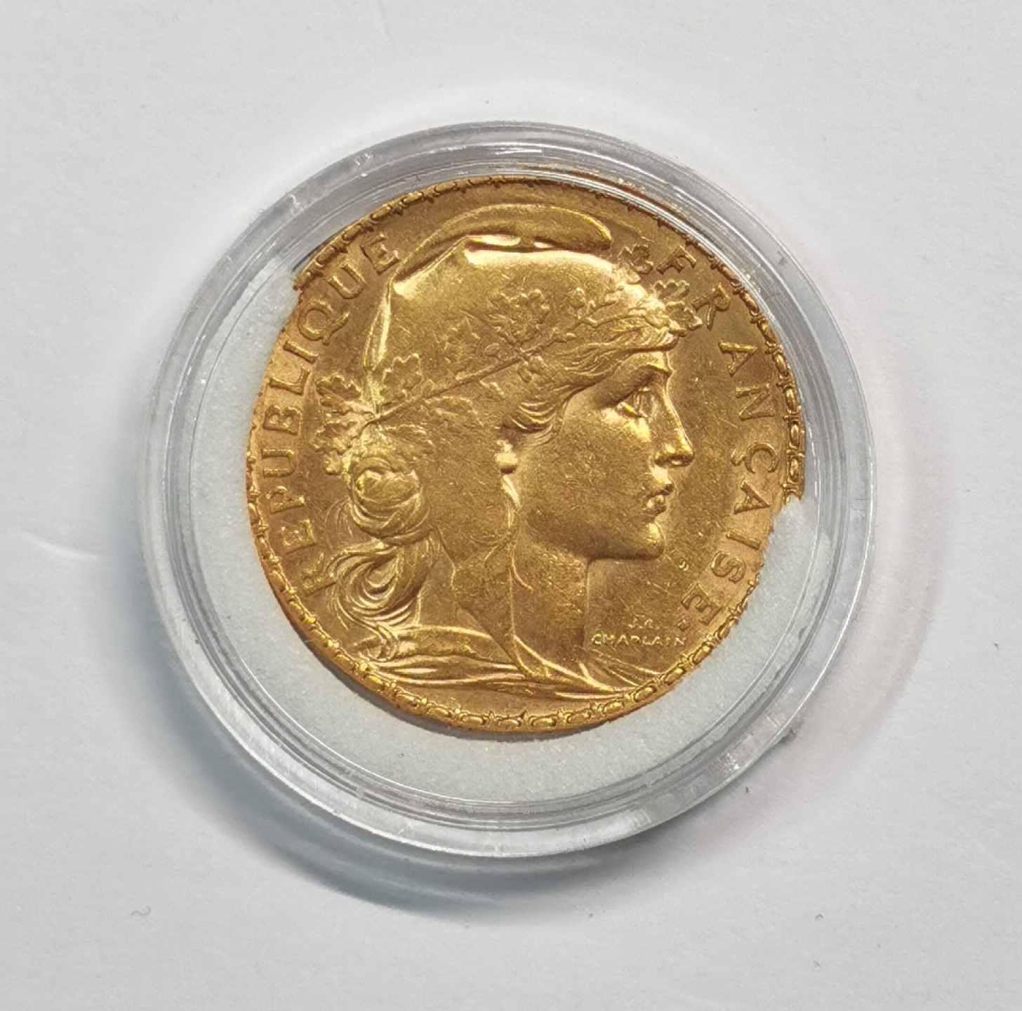 凡希社世界钱币微拍第一百九十三期 1910法国公鸡20法郎金币AU