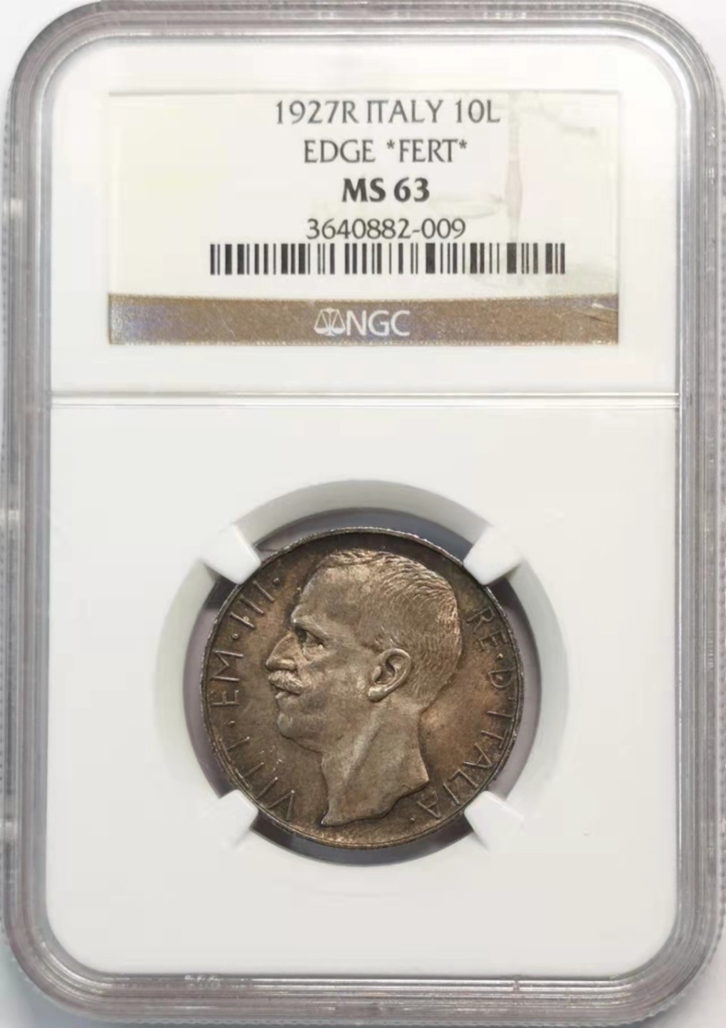 凡希社世界钱币微拍第一百九十三期 1927意大利马车10里拉NGC-MS63深五彩！