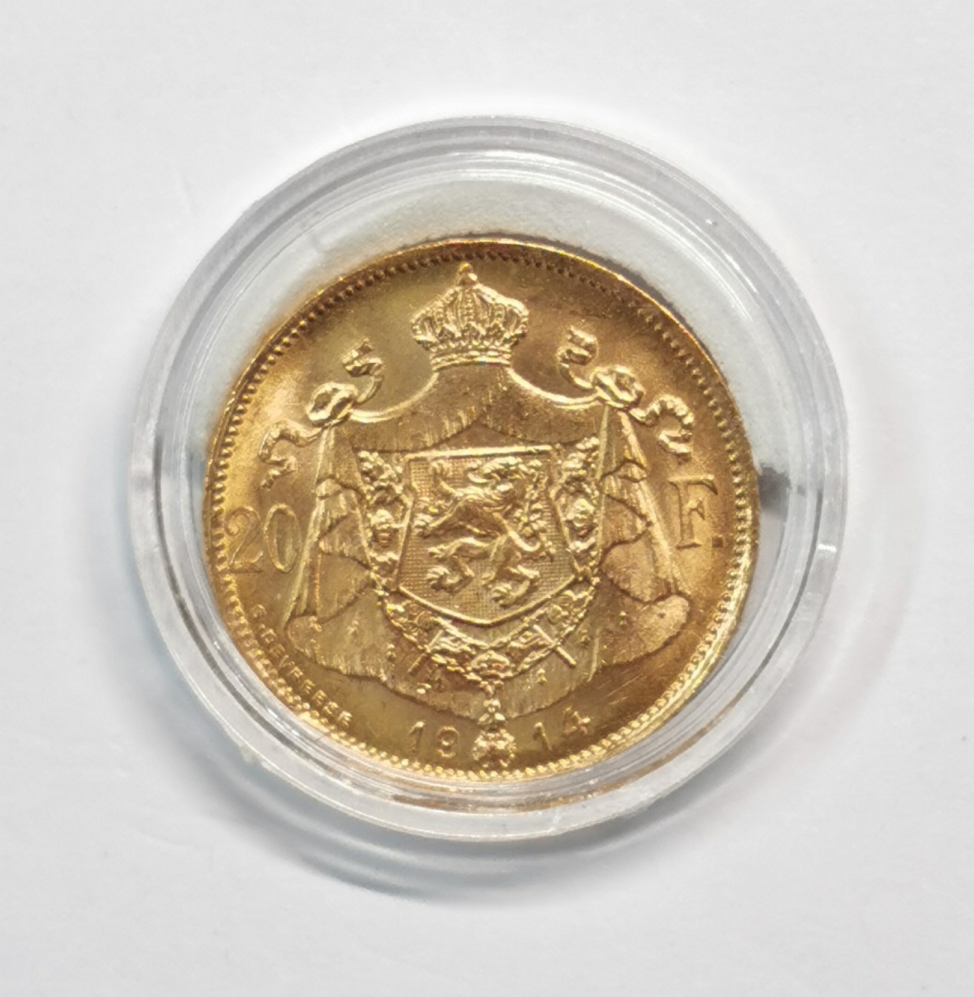凡希社世界钱币微拍第一百九十三期 1914比利时20法郎金币UNC
