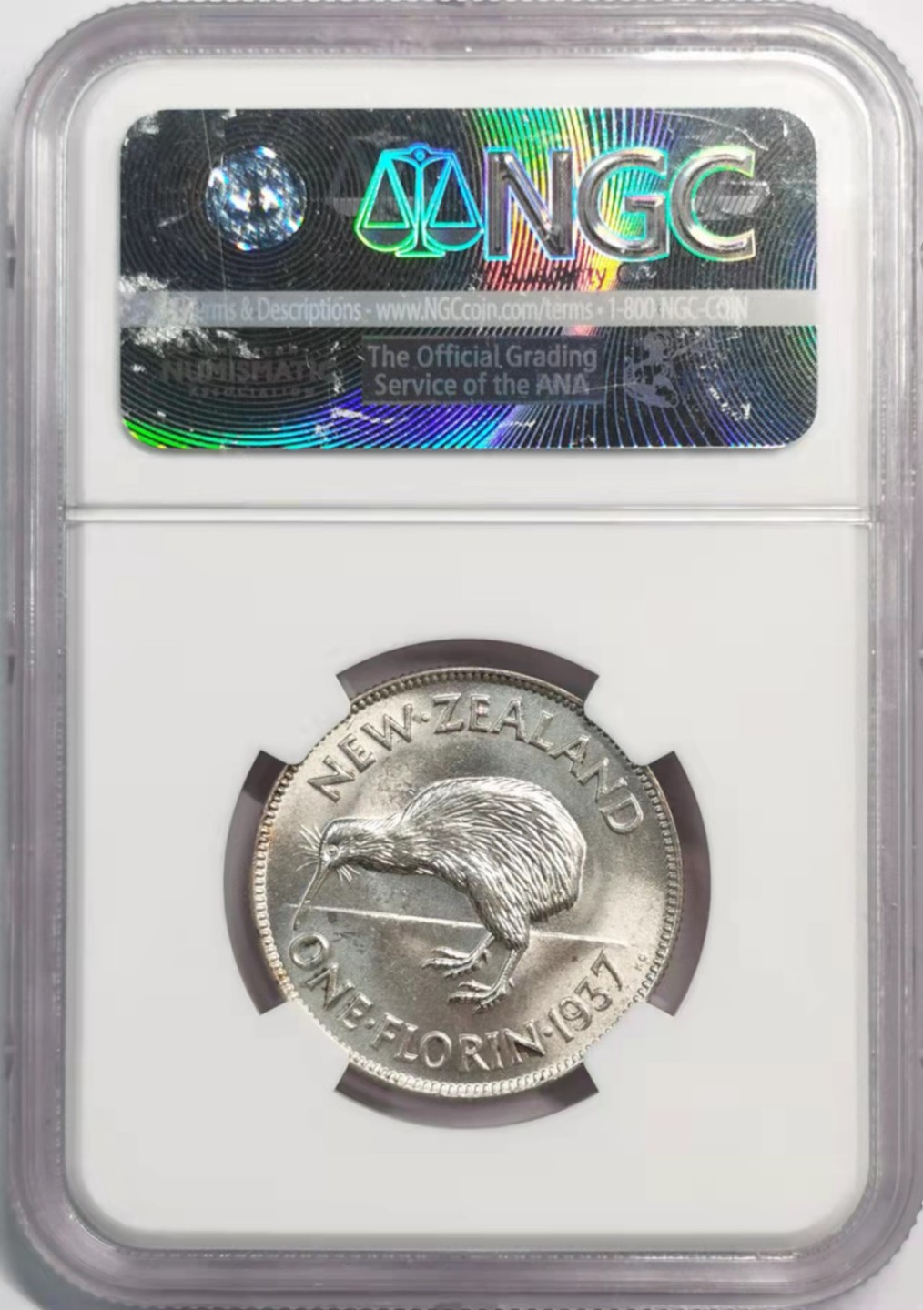 凡希社世界钱币微拍第一百九十三期 1937新西兰乔六2先令银币NGC-MS63