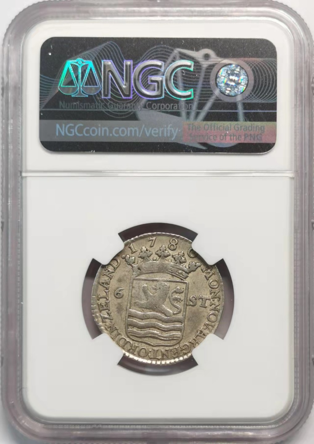 凡希社世界钱币微拍第一百九十三期 1780泽兰帆船6S银辅币NGC-AU55