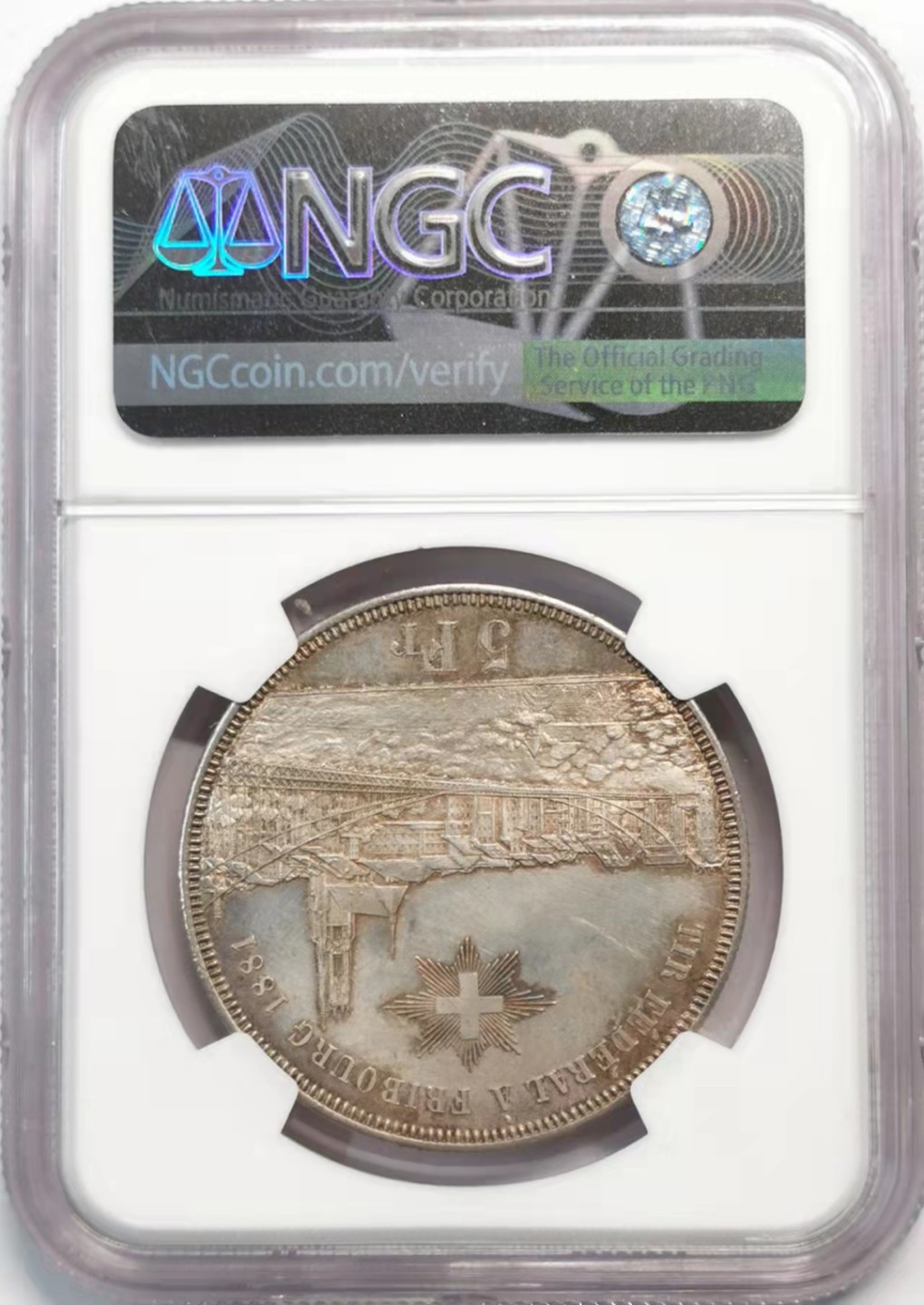 凡希社世界钱币微拍第一百九十三期 1881弗莱堡城市景观5法郎NGC-UNCD
