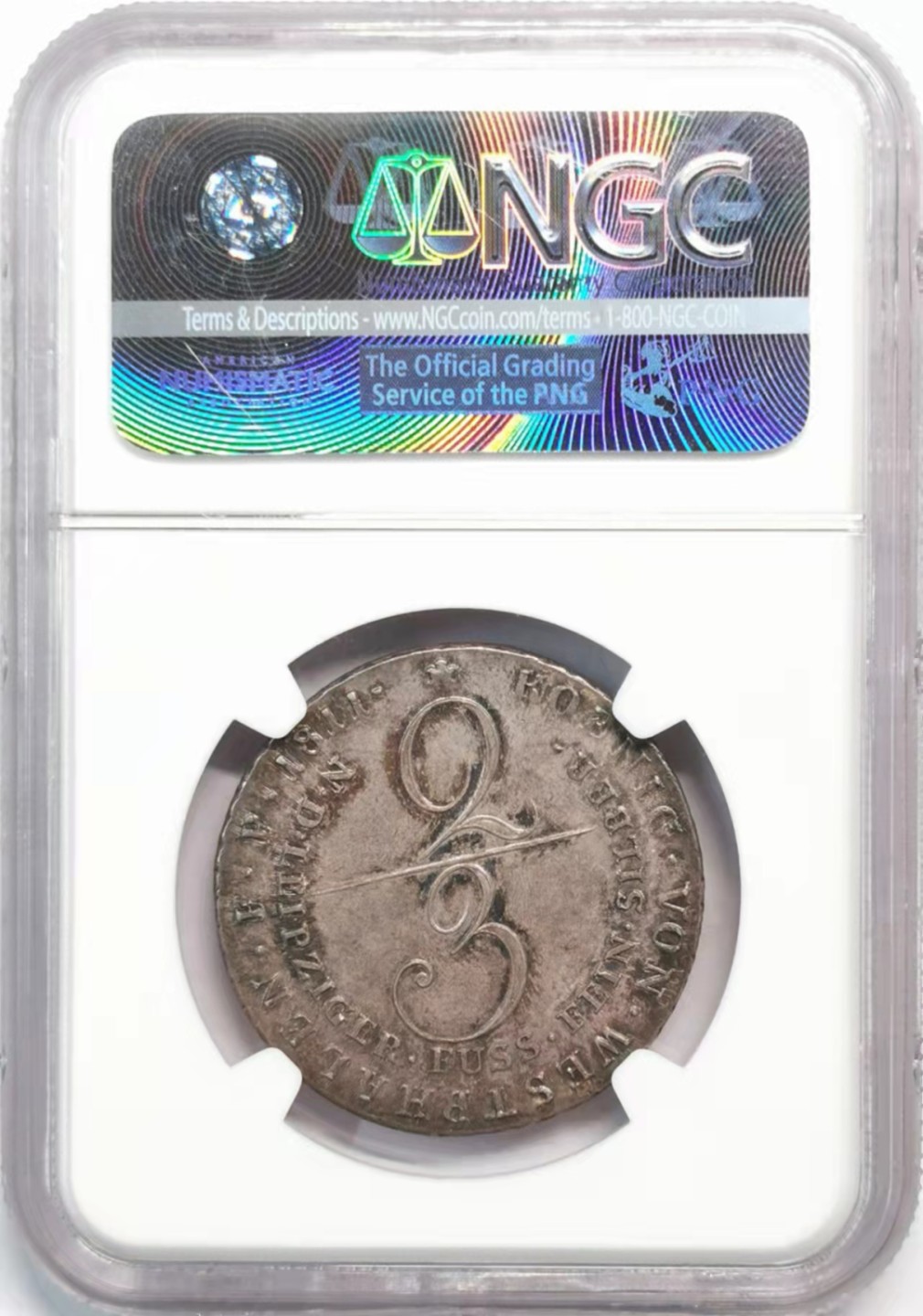 凡希社世界钱币微拍第一百九十三期 稀！1811威斯特伐利亚热罗姆拿破仑2/3泰勒NGC-MS63包浆绝美顶级品相！