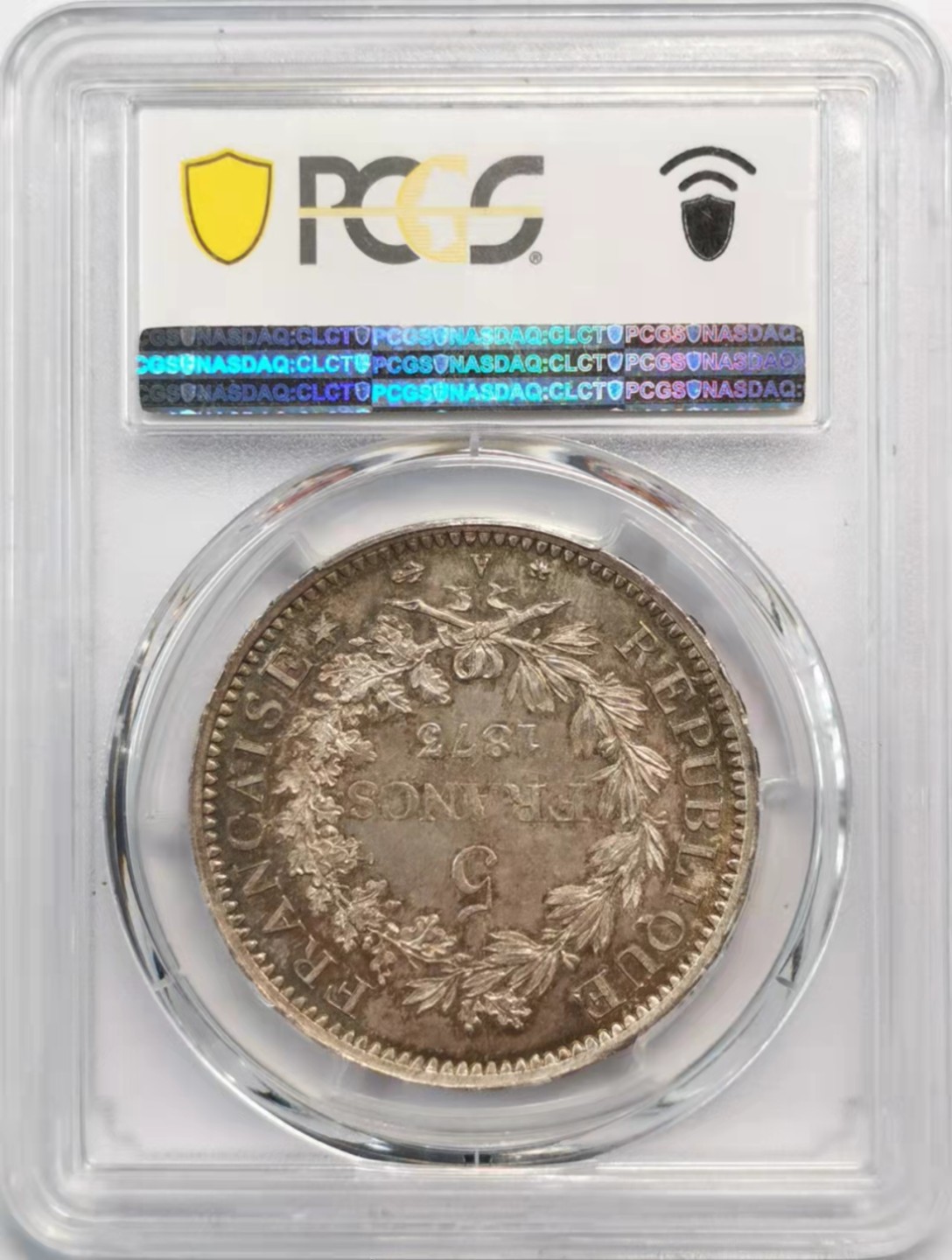 凡希社世界钱币微拍第一百九十三期 荐！1873A法国大力神5法郎PCGS-MS66黑彩收藏级！