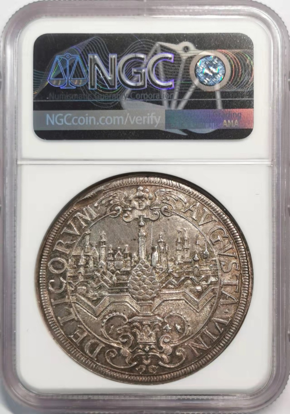 凡希社世界钱币微拍第一百九十三期 稀！1641/39奥格斯堡景观泰勒NGC-MS61深色包浆细节一流！