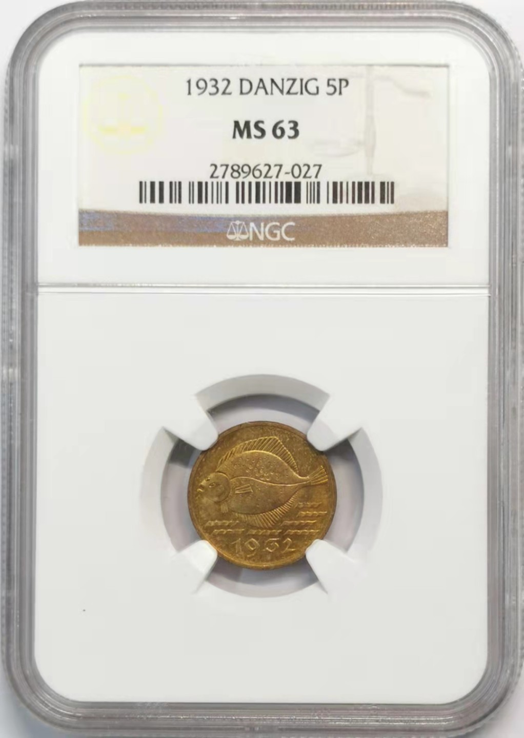 凡希社世界钱币微拍第一百九十三期 1932但泽自由港5芬尼NGC-MS63