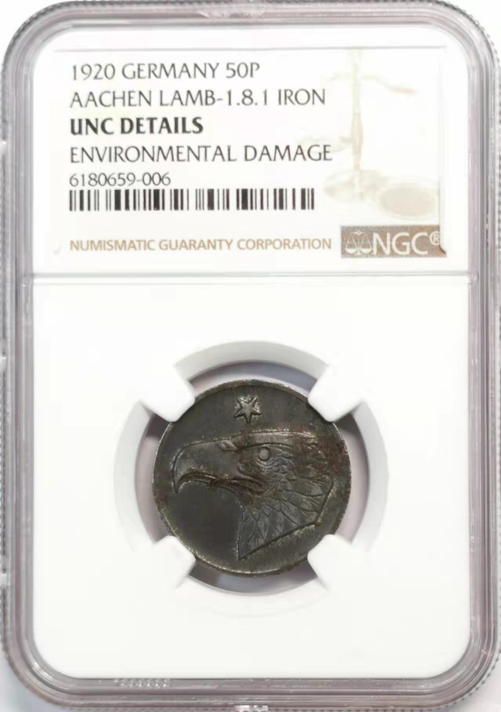 凡希社世界钱币微拍第一百九十三期 1920德紧亚琛50芬尼NGC-UNCD