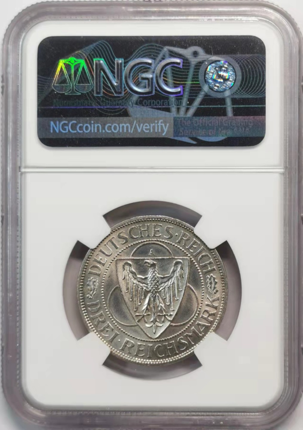 凡希社世界钱币微拍第一百九十三期 1930魏玛莱茵兰解放3马克NGC-UNCD