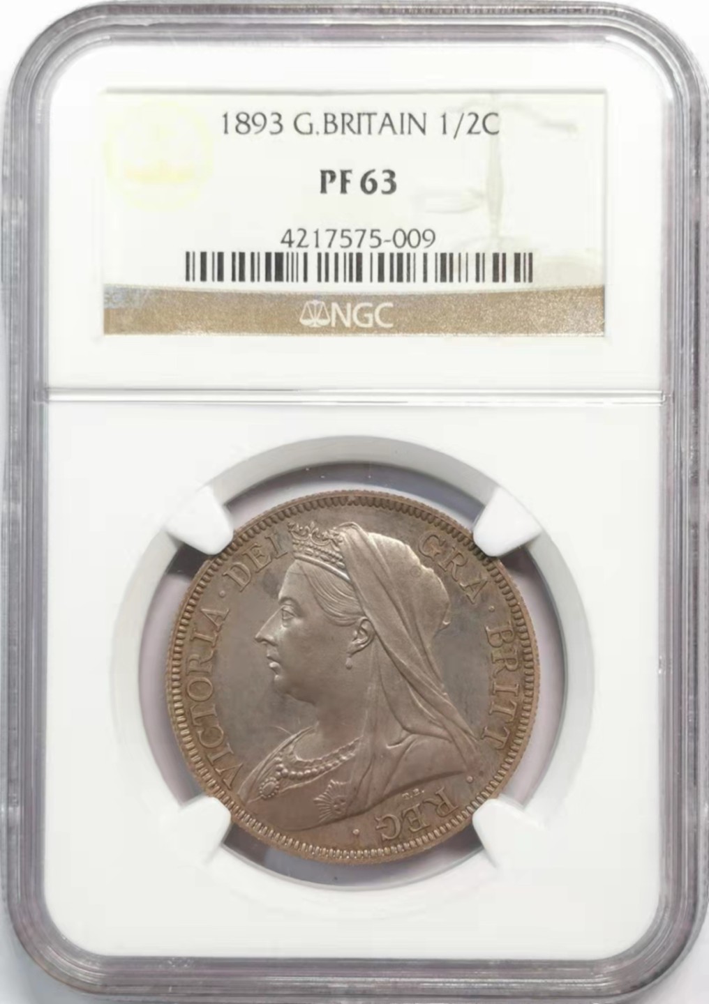 凡希社世界钱币微拍第一百九十三期 1893英国老维批纱半克朗精铸NGC-PF63灰彩！