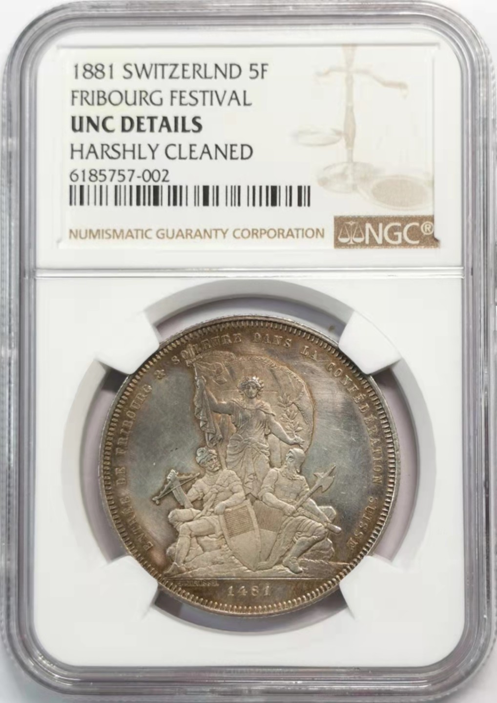 凡希社世界钱币微拍第一百九十三期 1881弗莱堡城市景观5法郎NGC-UNCD