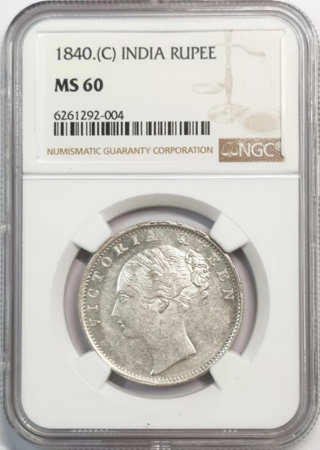 凡希社世界钱币微拍第一百九十三期 1840东印度公司小维卢比NGC-MS60印度式头像！