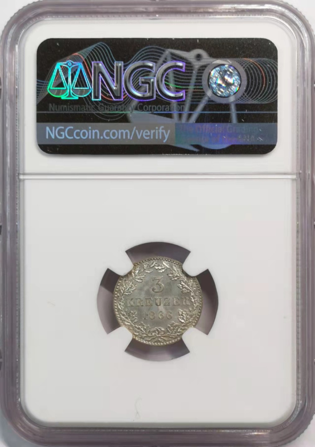 凡希社世界钱币微拍第一百九十三期 1866法兰克福3K银辅币NGC-MS67超高分！