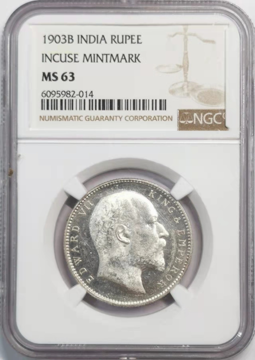 凡希社世界钱币微拍第一百九十三期 1903B英属印度爱七卢比NGC-MS63