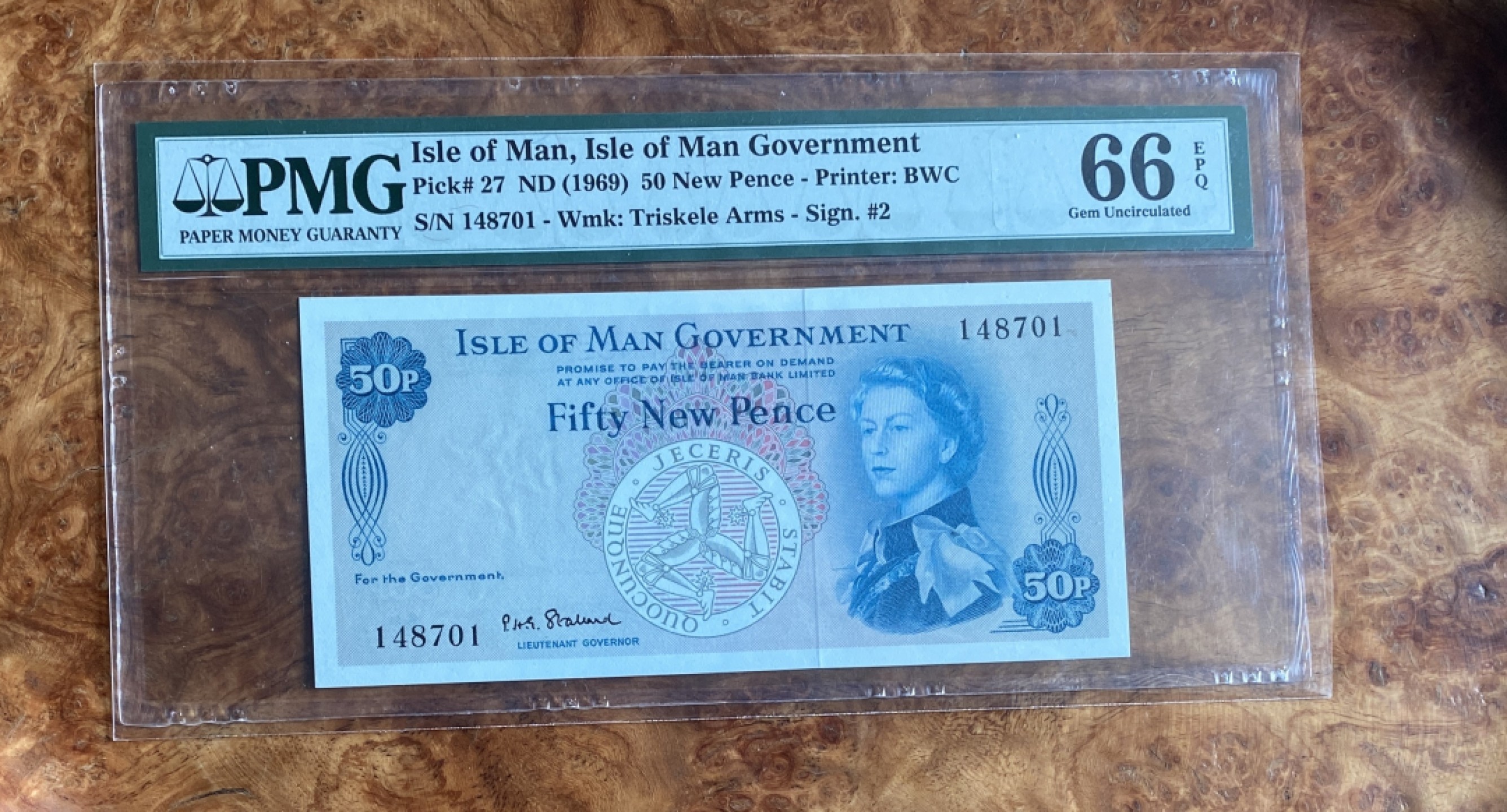 Chase Auction（得物拍卖）第5期 - - 中外纸币、硬币联拍 1969年马恩岛50便士，PMG66分，戎装女王！