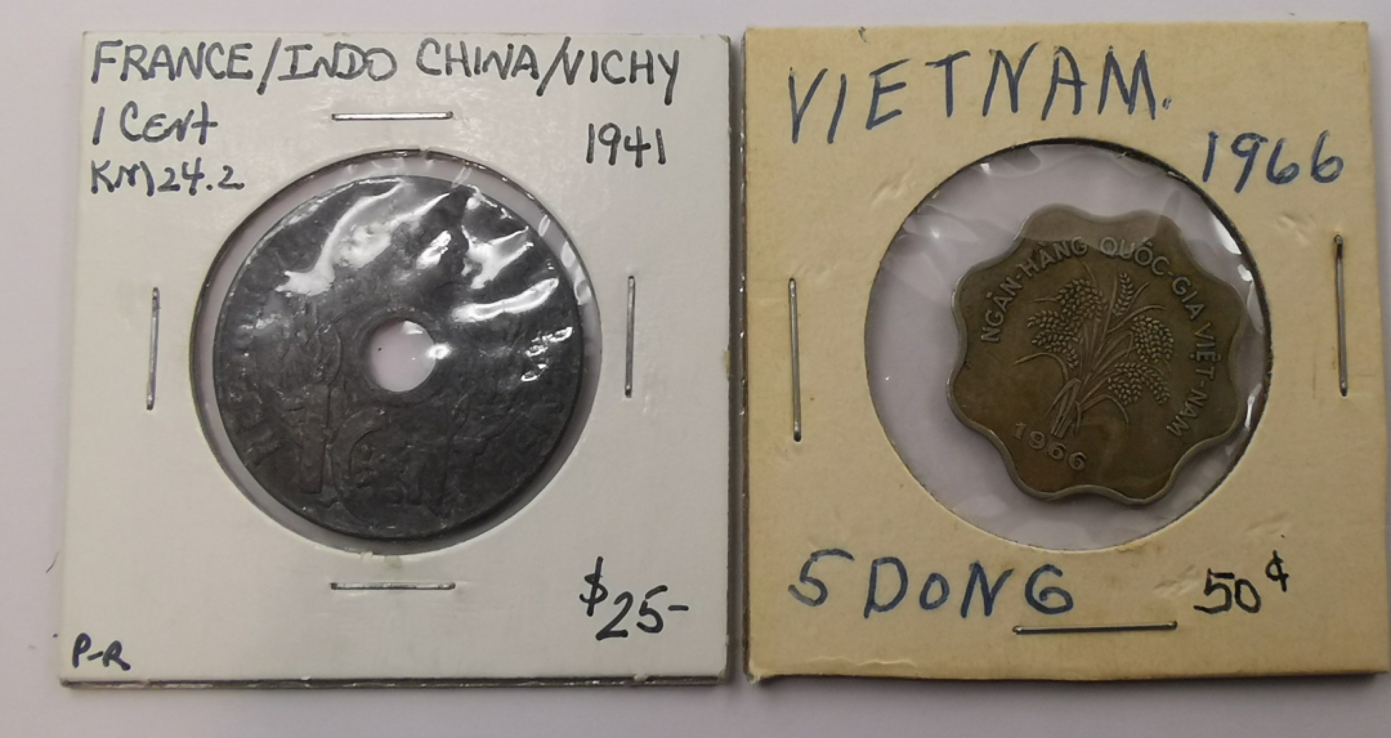 乐游外币-来自国外老藏家的散币 1941印度支那-1966越南2枚