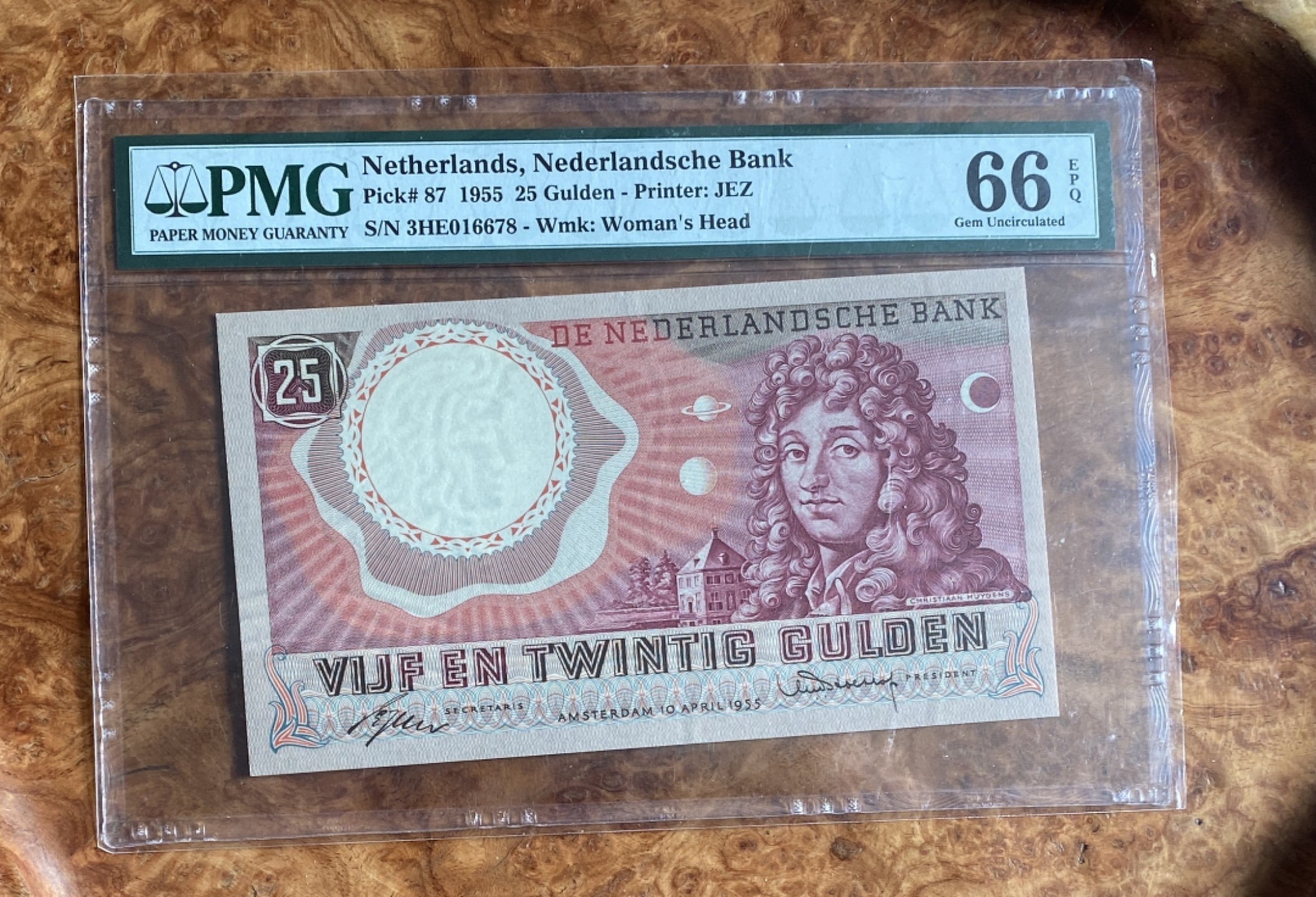 Chase Auction（得物拍卖）第5期 - - 中外纸币、硬币联拍 1955年荷兰25盾，PMG66分，科学家惠更斯！