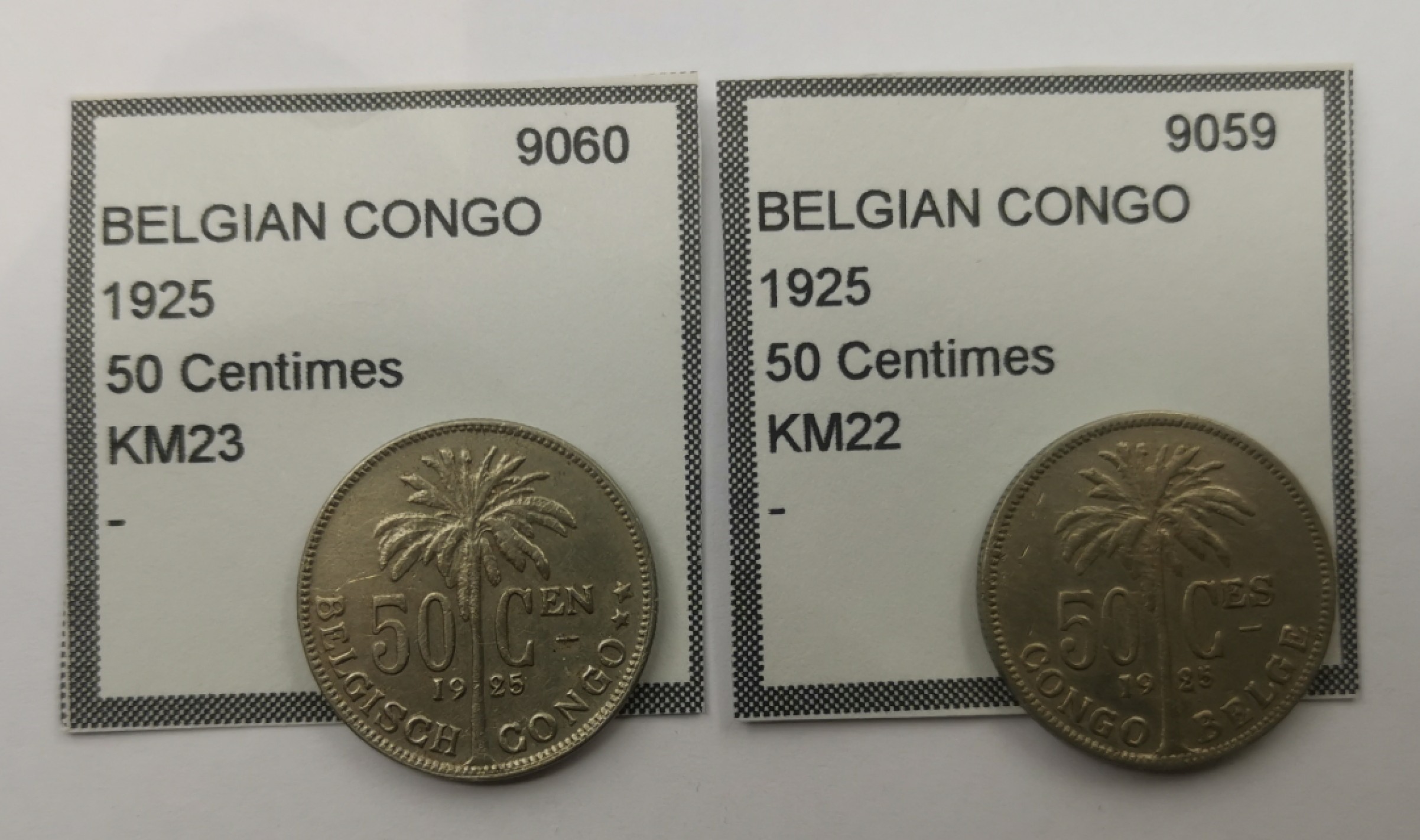 乐游外币-来自国外老藏家的散币 1925比属刚果50分法语荷语一对