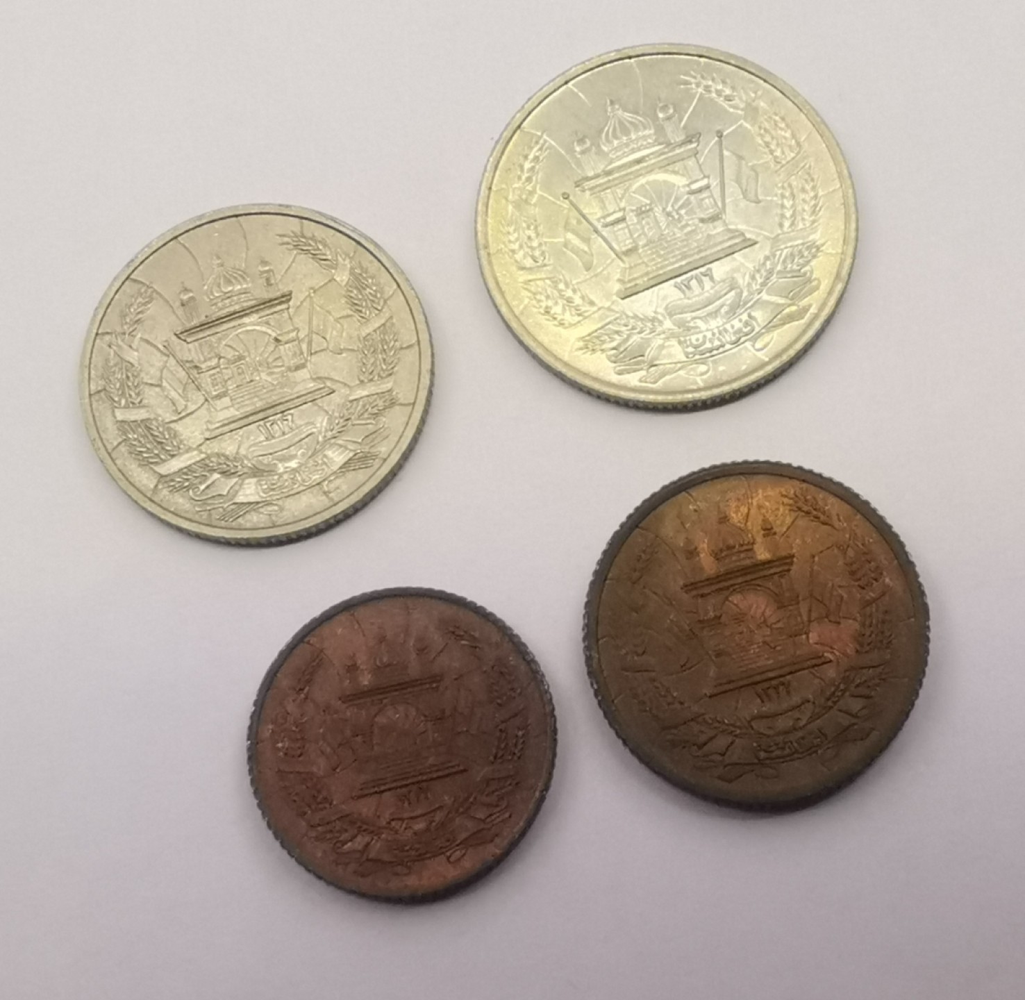 1937阿富汗4枚UNC-铜币有氧化
