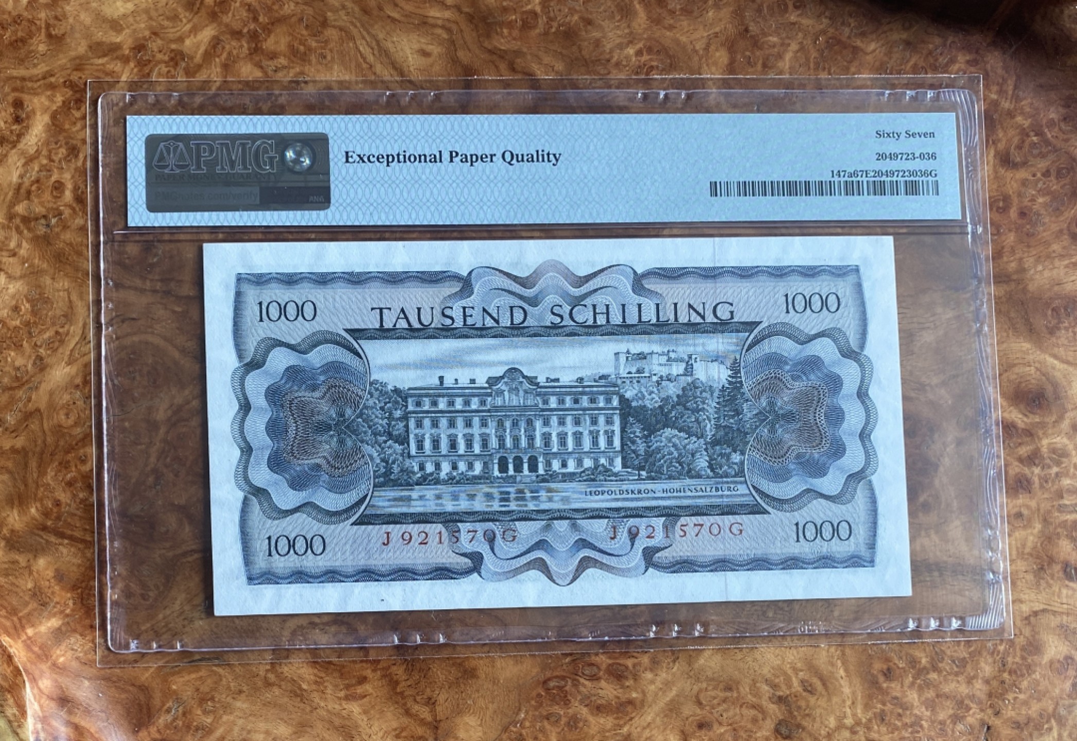 Chase Auction（得物拍卖）第5期 - - 中外纸币、硬币联拍 1966年奥地利1000先令，PMG67分，作家苏特纳，诺奖获得者！