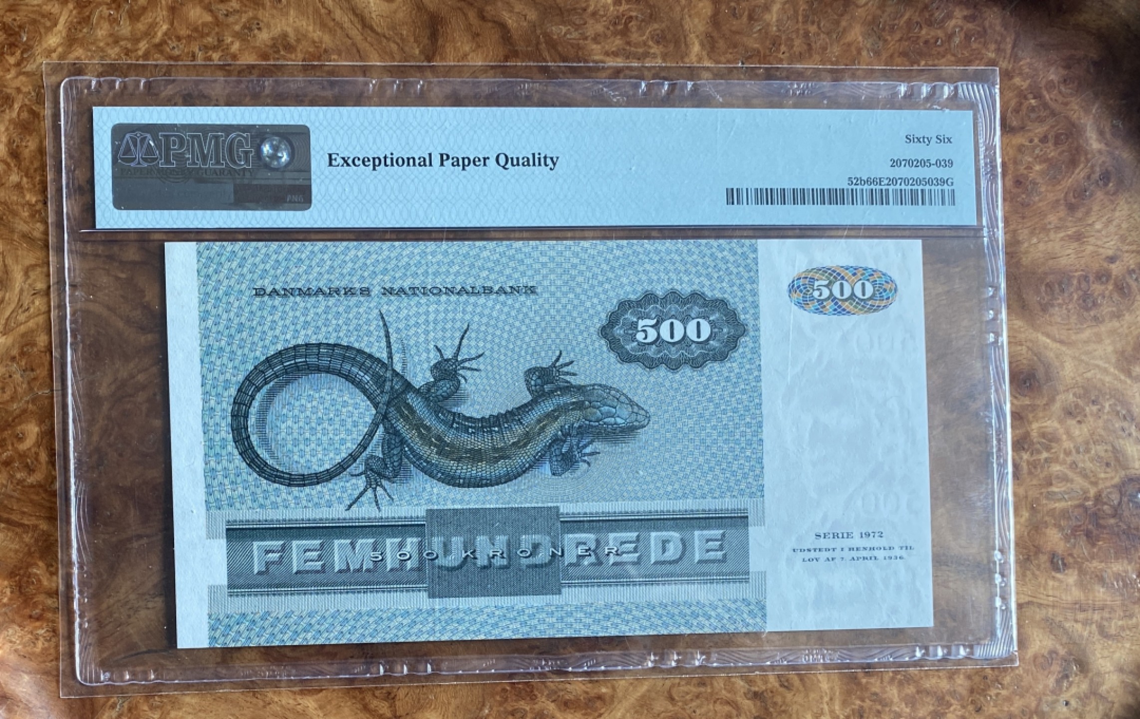 Chase Auction（得物拍卖）第5期 - - 中外纸币、硬币联拍 1976年丹麦500克朗，A2冠，PMG66分！大蜥蜴！