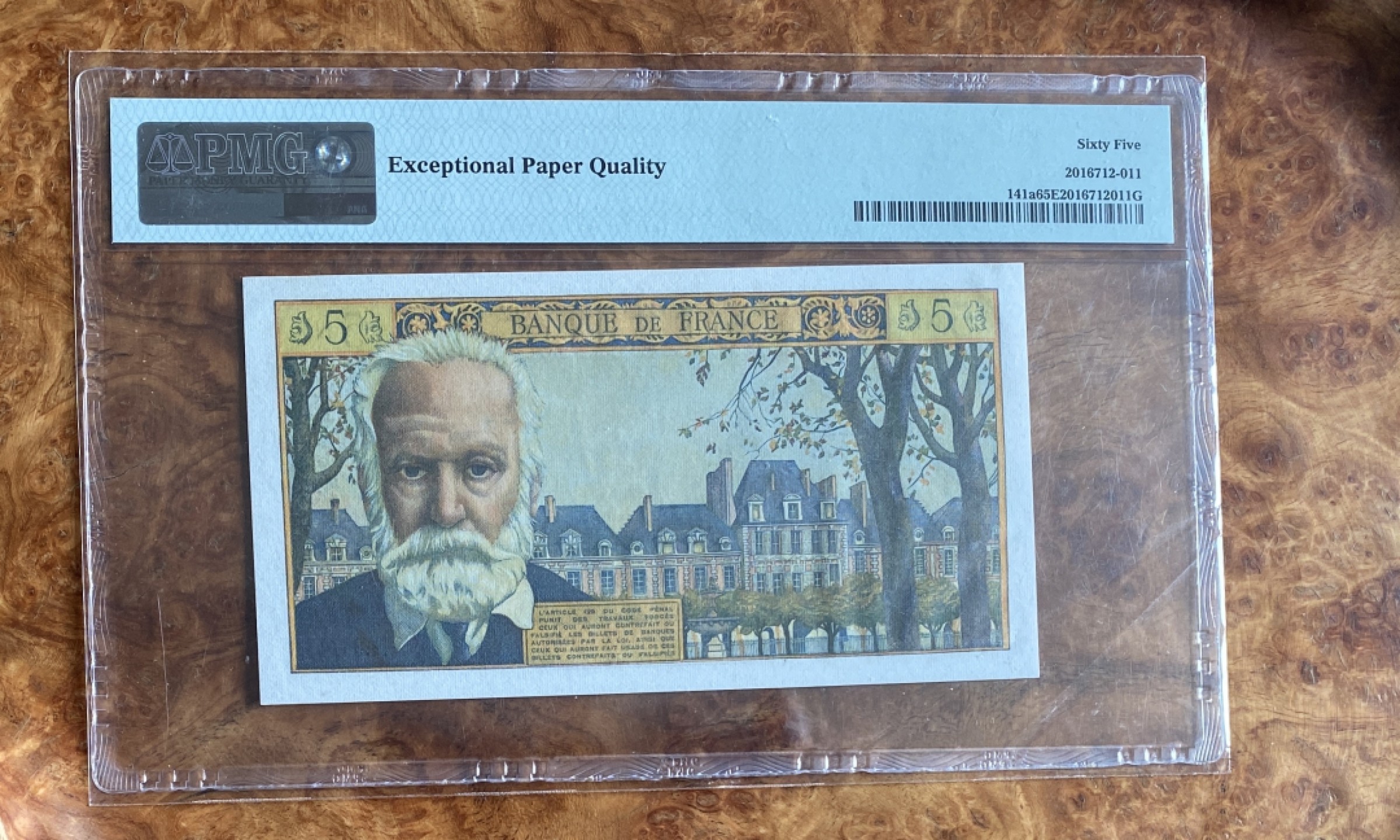 Chase Auction（得物拍卖）第5期 - - 中外纸币、硬币联拍 1959年法国5新法郎，PMG65！作家雨果头像！