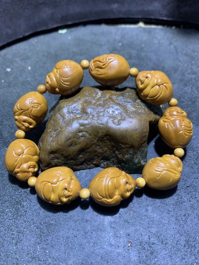 【文竹】老师作品《纳福弥勒》手串一条， - 【文竹】老师作品《纳福弥勒》手串一条，